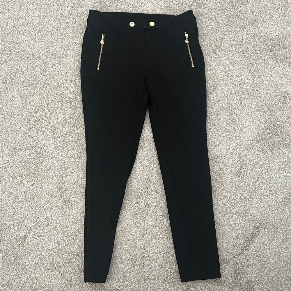 Anne Klein Black Ankle Pants with Gold Accents